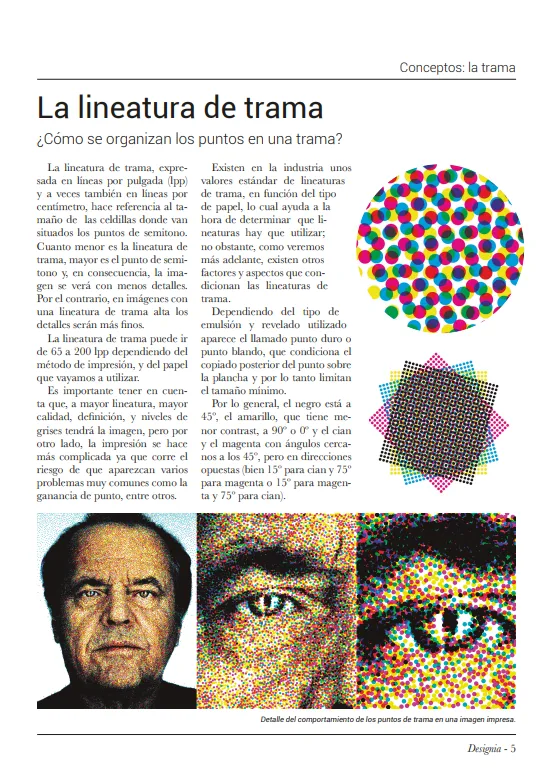 Página sobre la lineatura de trama