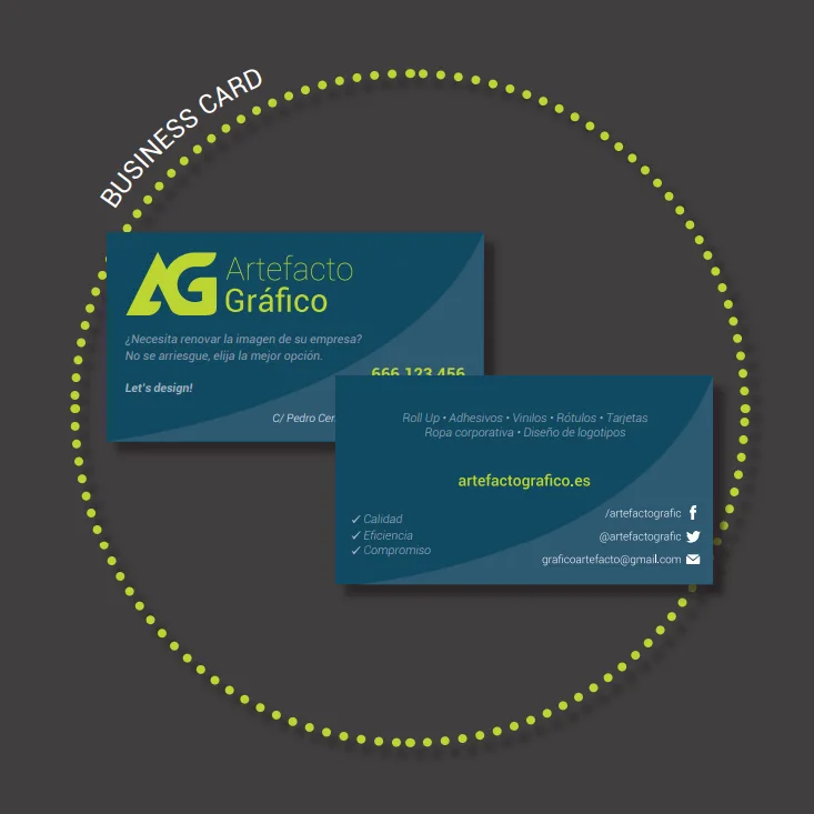 Tarjeta de visita Artefacto Gráfico del dossier personal