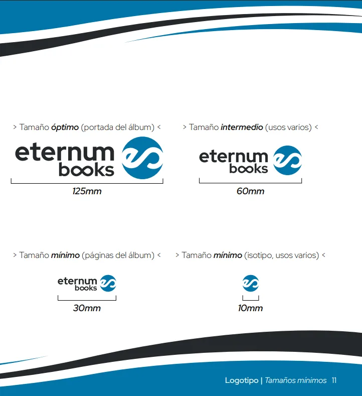 Página de tamaños mínimos del logotipo Eternum Books