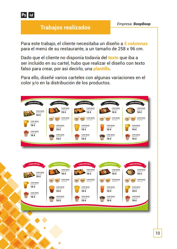 Página de trabajos realizados para BoopBoop